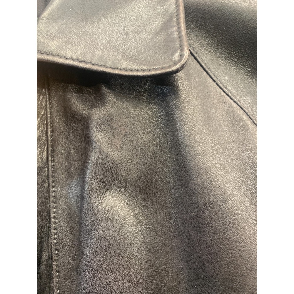 Vintage Reed Sportswear Trench Coat Womens Black Leather Flap Detail Made in USA - Picture 10 of 16